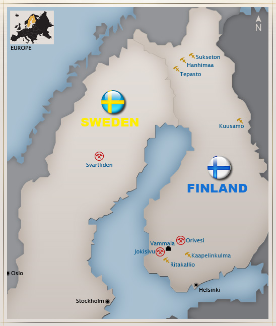 Karta över Dragon Minings gruvor i Sverige och Finland - Råvarumarknaden.se