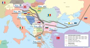Karta över South Stream - Export av naturgas via pipeline från Ryssland