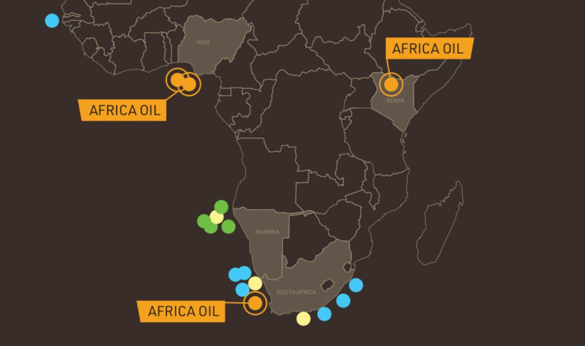 Karta över Africa Oils tillgångar