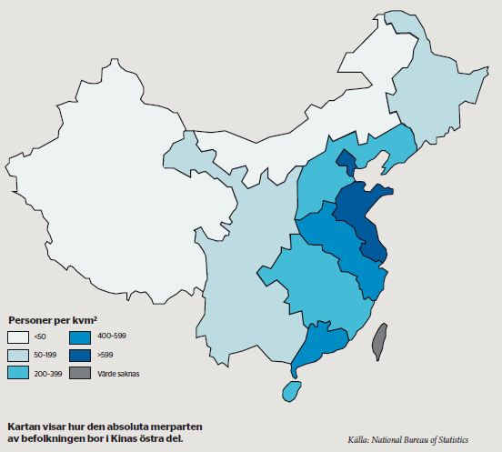 Befolkningstäthet i Kina
