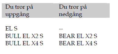 Bull och bear på el med hävstång x2 och x4