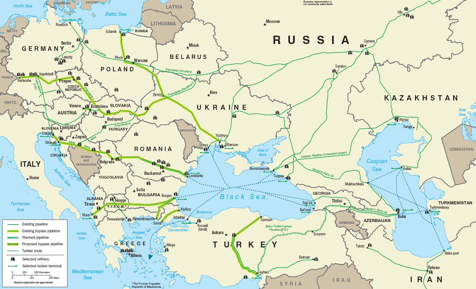 Karta över oljeledningen Druzhba