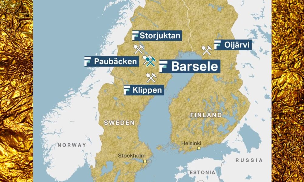 Karta över First Nordic Metals projekt i Sverige och Finland