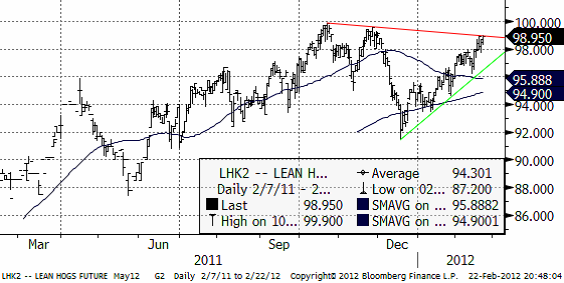 Gris (lean hogs) - Terminskontrakt den 23 februari 2012