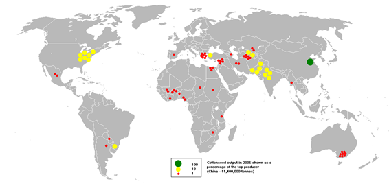 Global produktion av bomullsfrön