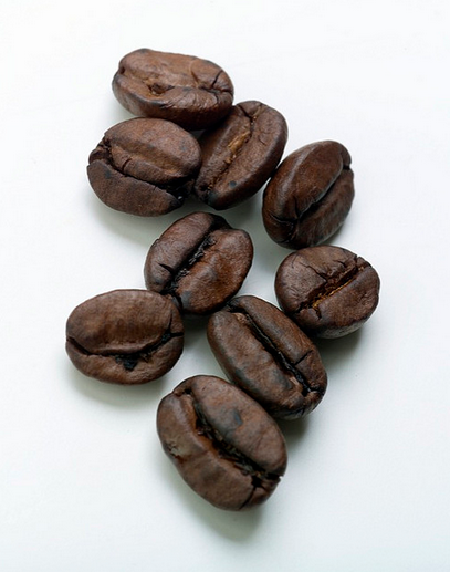 Kaffebönor i närbild