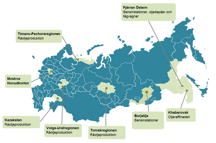 Karta över Alliance Oil verksamhet