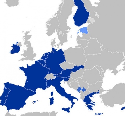 Karta över eurozonen - Europa