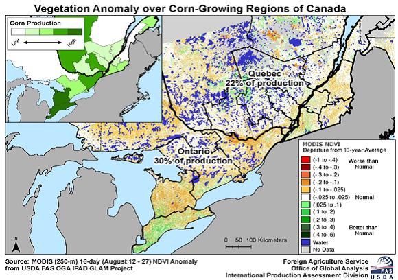 Karta över Kanadas odlingsväder