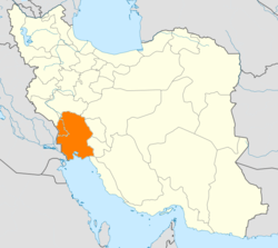 Karta över Khuzestan i Iran