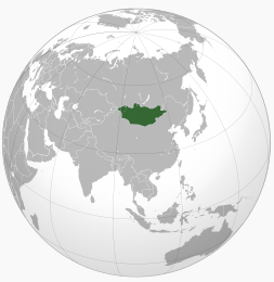 Karta över var Mongoliet är i världen