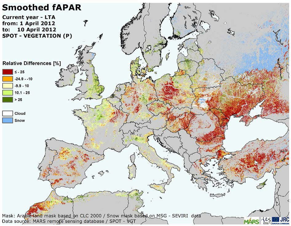 Karta över odlad areal i Europa