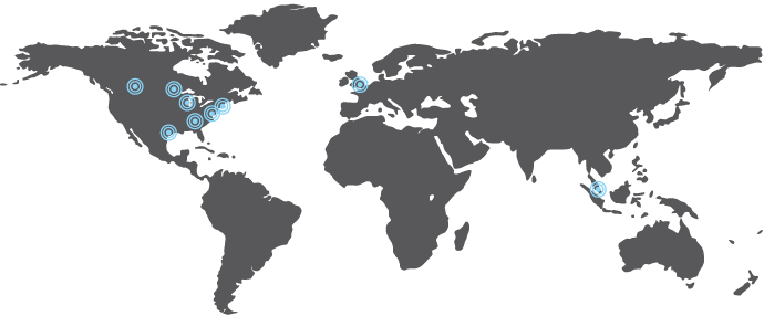 Karta över The ICE kontor i världen