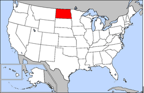 Karta över USA med North Dakota