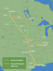 Keystone pipeline - Karta över oljeledningar