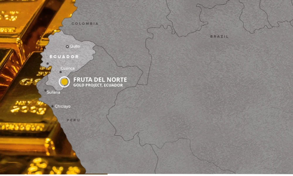 Karta över var Lundin Golds tillgång Fruta del Norte finns