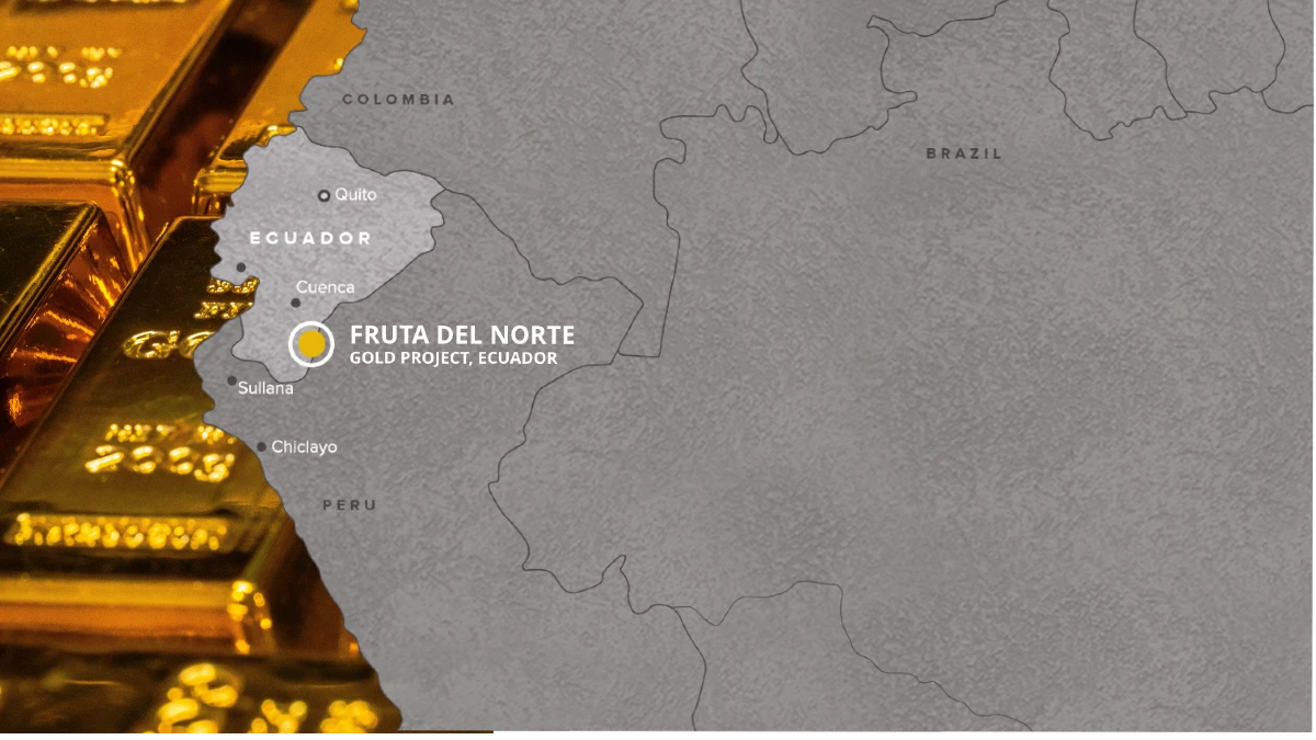 Karta över var Lundin Golds tillgång Fruta del Norte finns