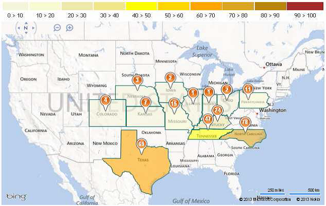 Majs-karta - Corn belt USA