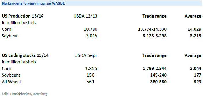 Marknadens förväntningar på WASDE