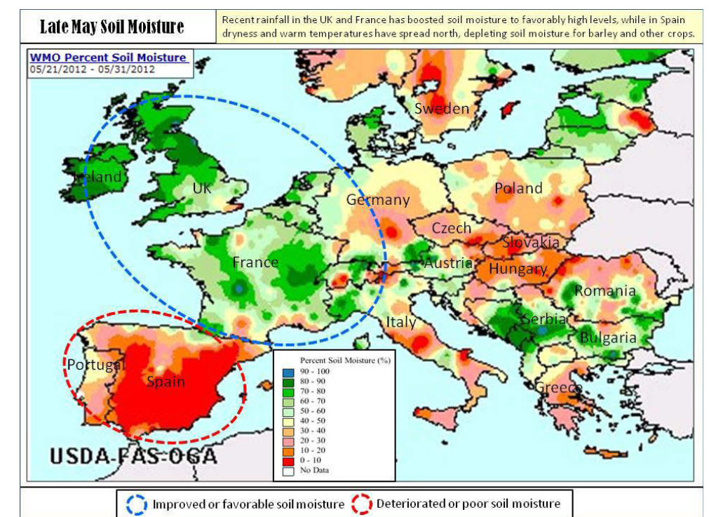 Martell - Karta över Europa - Temperaturer