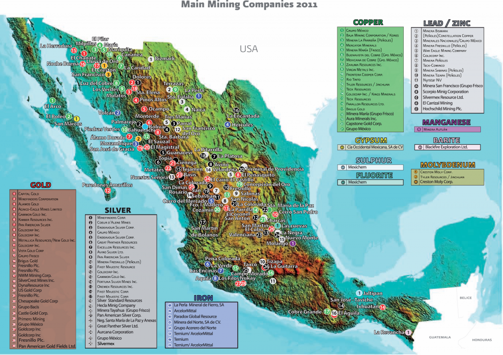 Map of Mexican mining companies - 2011