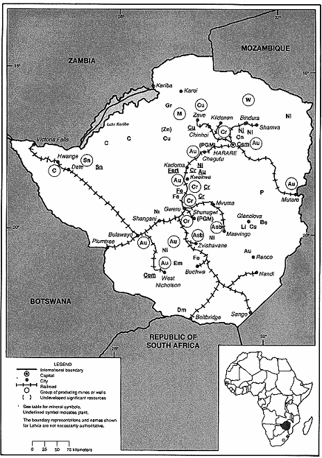 Mining map of Zimbabwe