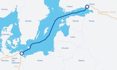 Karta över naturgas-ledningen Nord Stream.