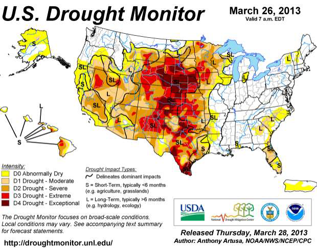 Odlingsväder i USA - 26 mars 2013