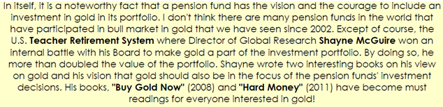Pension fund and gold