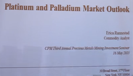 Marknaden för platina och palladium år 2013