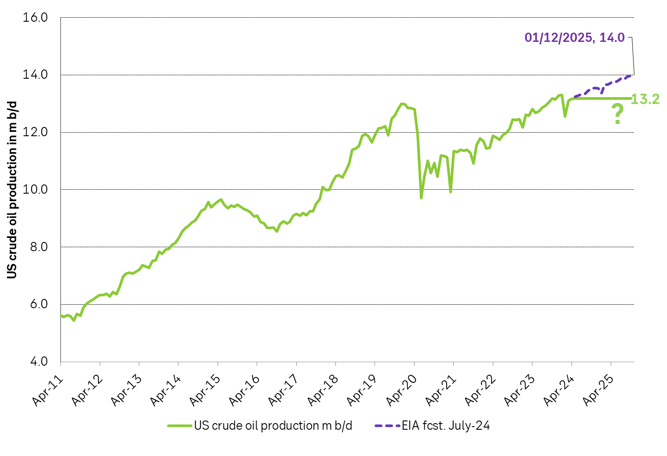 US crude oil production for the coming year. Up as US EIA is projecting or sideways as producers are saying?