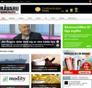 Skärmdump på Råvarumarknaden.se