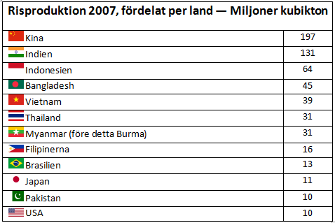 Risproduktion per land år 2007