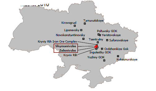 Shymanivske-fyndigheten - Karta över Ukraina