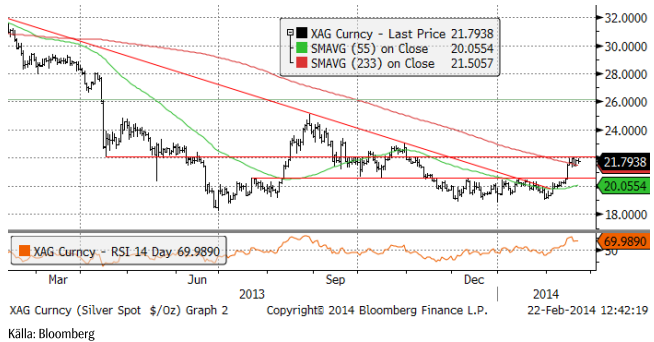 Silverpris-analys den 22 februari 2014