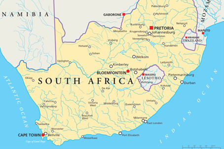 Karta över Sydafrika