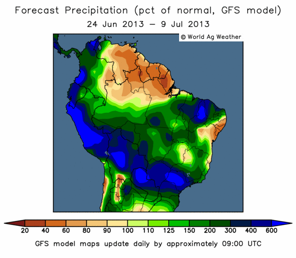 GFS-modellen för Sydamerika