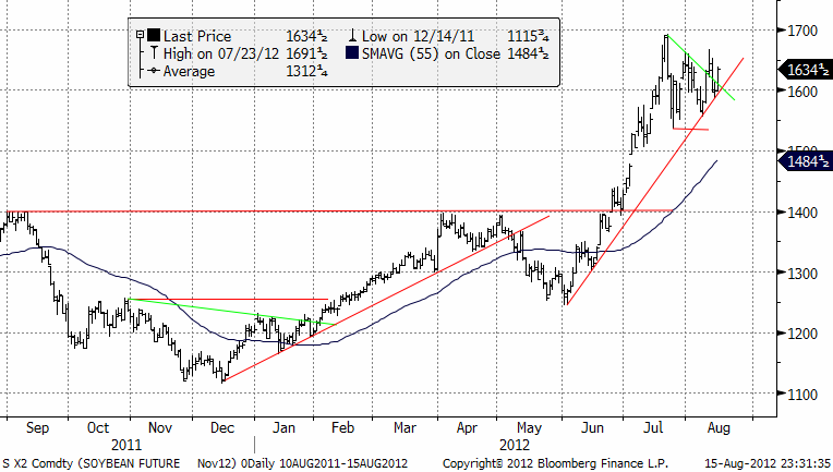 Teknisk prognos för pris på sojabönor - 16 augusti 2012