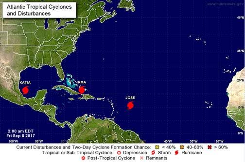 Three hurricanes now in action