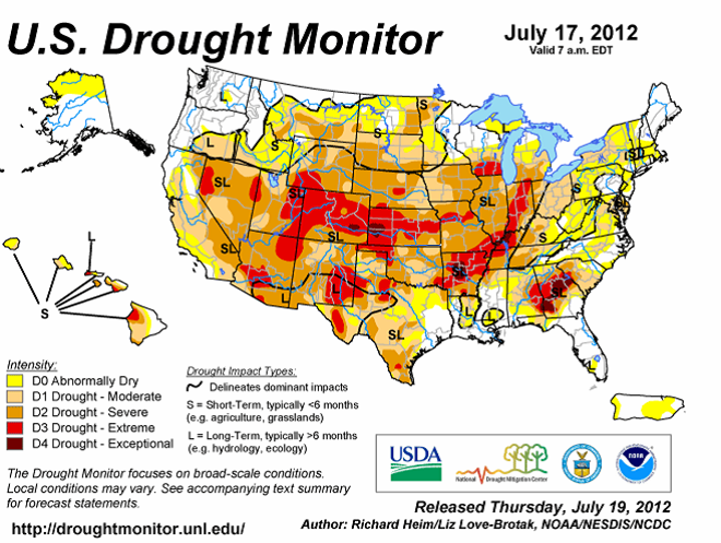U.S. Drought Monitor den 17 juli 2012
