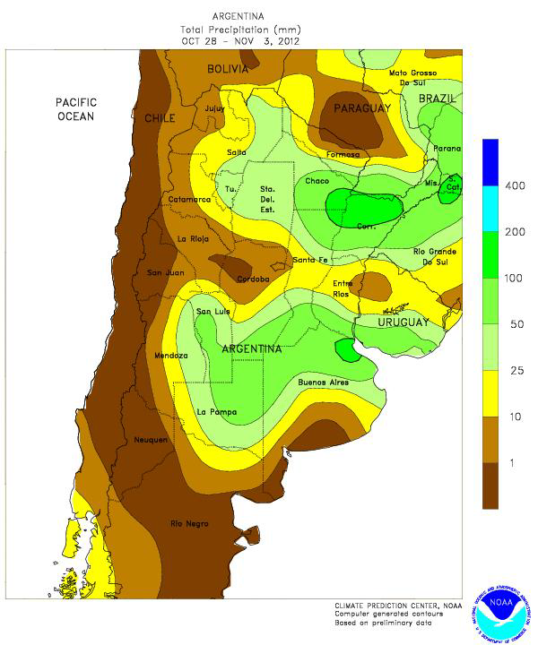 USDA-karta över Argentina