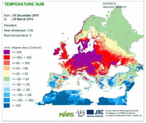 Väder i Europa den 1 december 2011 till 20 mars 2012