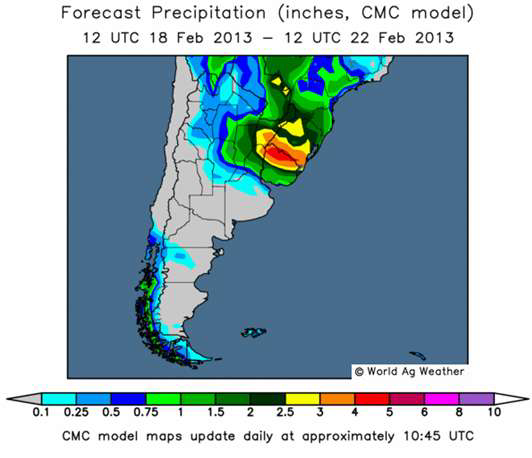 Väderprognos för Sydamerika