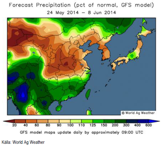 Väderprognos för Kina