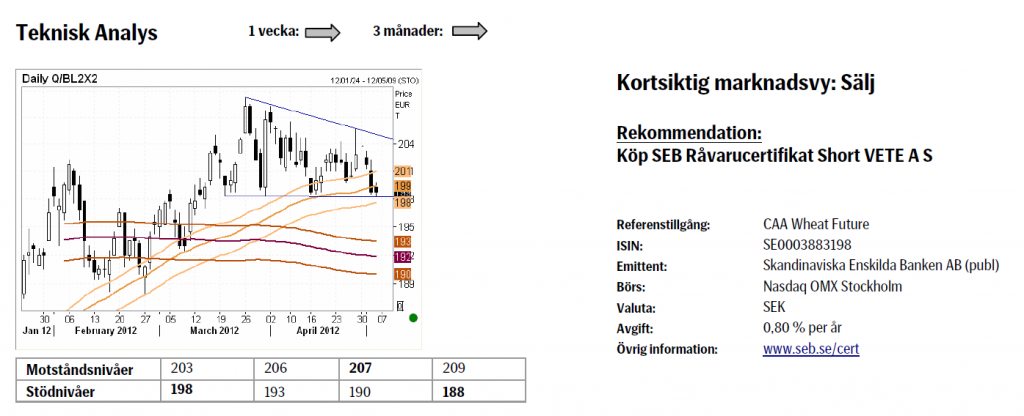 Vetepriset prognos 1 vecka och 3 månader