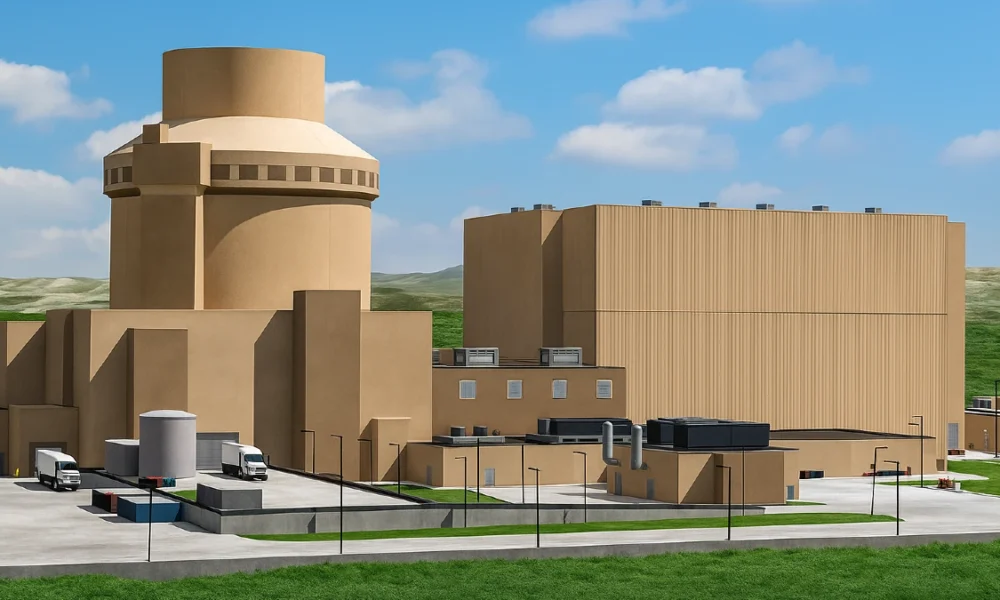 Rendering på kärnkraftverk AP1000 från Westinghouse