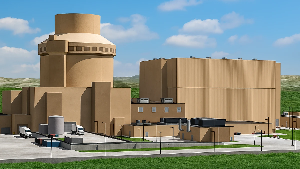 Rendering på kärnkraftverk AP1000 från Westinghouse